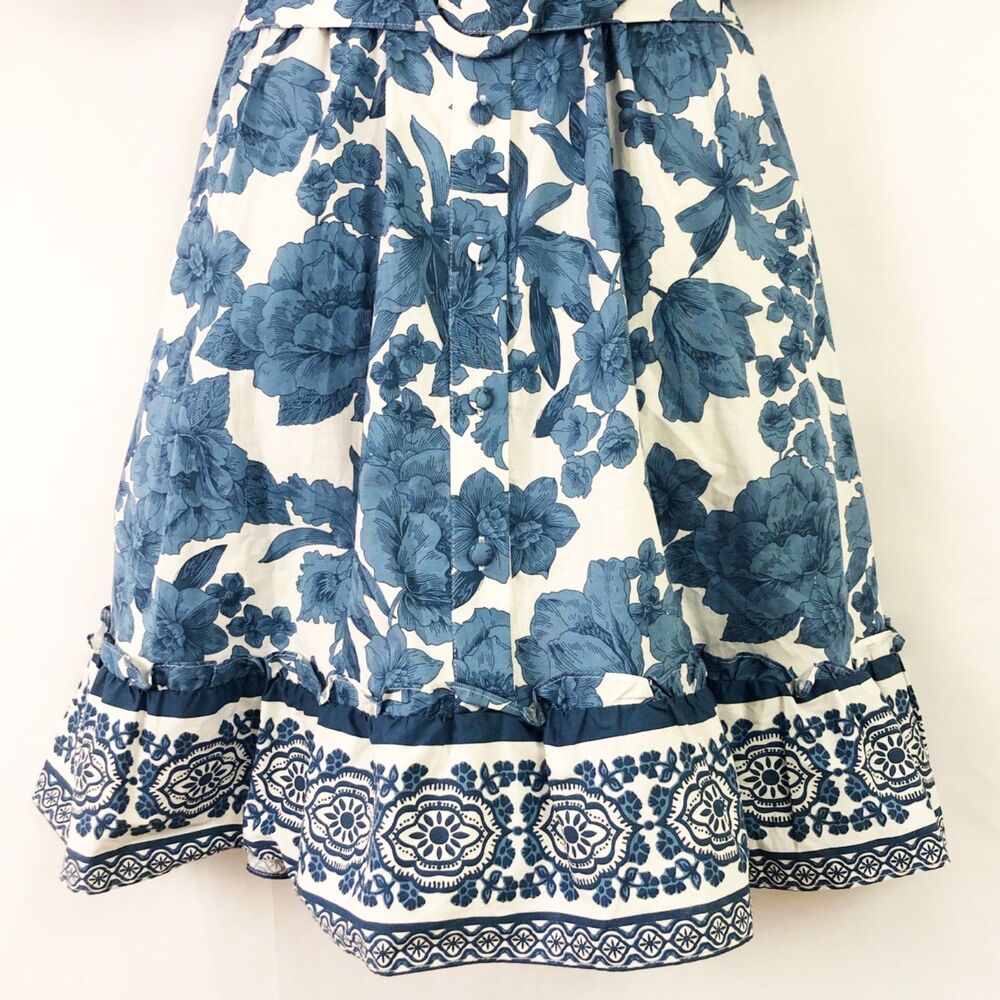 NWOT Joie Floral Puff Sleeve Shirt Dress (16) Blue & White Belted Fit & Flare - Picture 7 of 16